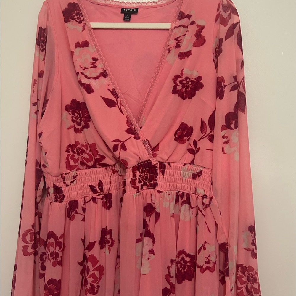 Torrid Pink Lace Trim Top